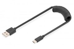 Кабель DIGITUS USB 2.0 (AM/CM) spiral 0.32-1.0m, black